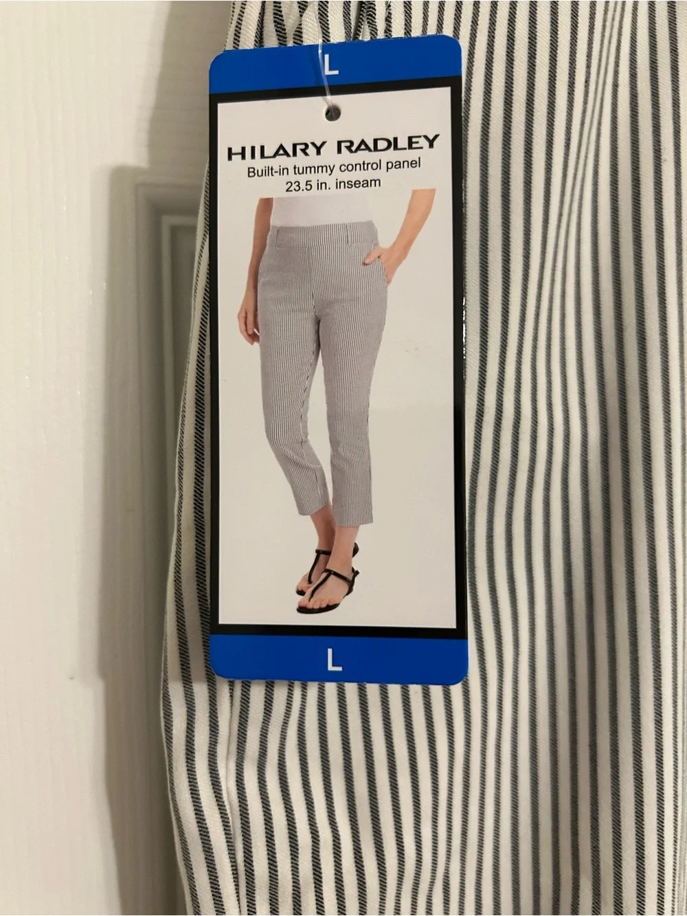 Hilary Radley Gray & White Striped Cropped‎ Chinos